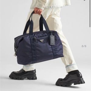 Re-Nylon and Saffiano leather duffle bag